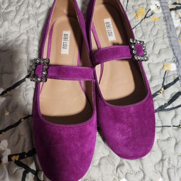 Rare BIBI LOU Ballet Essen Mary Jane Suede Flats Womens Sz 10 MSRP $200 - Picture 3 of 12